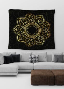 Altın Sırmalı Mandala Duvar Örtüsü - (MN19)