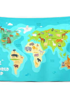 World Animal Map Duvar Örtüsü 150x100cm - FP102