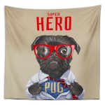 Süper Hero Pug Duvar Örtüsü 150x130cm - FP155