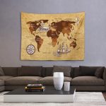 Eskitme Dünya Haritası Duvar Örtüsü 100x150cm - FP14
