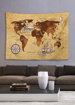 Eskitme Dünya Haritası Duvar Örtüsü 100x150cm - FP14