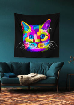 Şaşkın Kedi Duvar Örtüsü 150x150cm -FP205