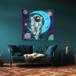 Astronot Ve Ay Duvar Örtüsü 150x150cm -FP208