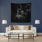 Kara Kedi Duvar Örtüsü 150x150cm -FP211