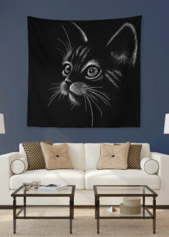 Kara Kedi Duvar Örtüsü 150x150cm -FP211