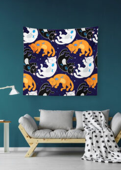 Cat And Fish Duvar Örtüsü 150x150cm -FP215