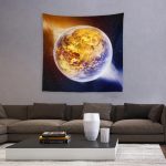 Mavi Ve Turuncu Ay Duvar Örtüsü 150x150cm - FP238