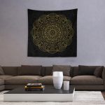 Siyah Altın Mandala Duvar Örtüsü 150x150cm - FP 259