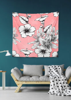 Pudra Beyaz Çiçek Duvar Örtüsü 150x150cm -FP54