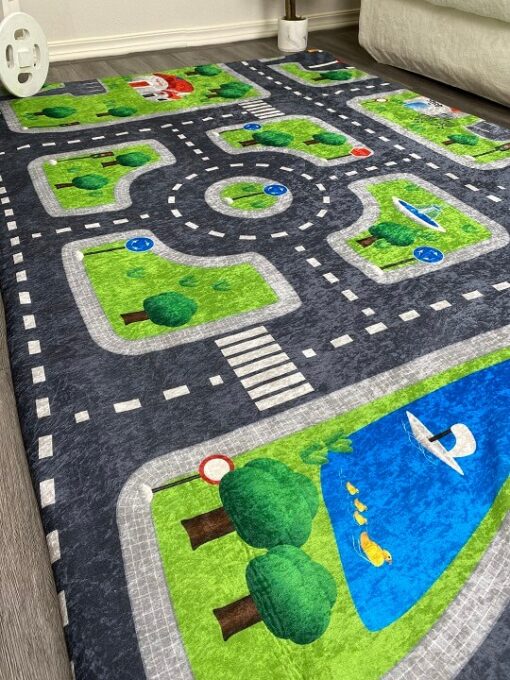 Çocuk Odası Yol Desenli Süngerli Halı Örtüsü - Görsel 3