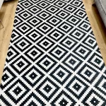 Siyah Kilim İpek Kadife Halı Örtüsü