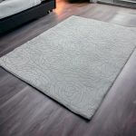 Deluxe Açık Gri Gül Desen Welsoft Halı Örtüsü