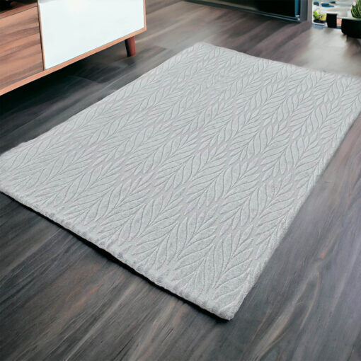 Açık Gri Yaprak Desen Welsoft Deluxe Halı Örtüsü