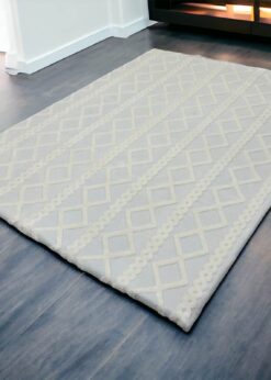 Krem Örgü Desen Welsoft Deluxe Halı Örtüsü
