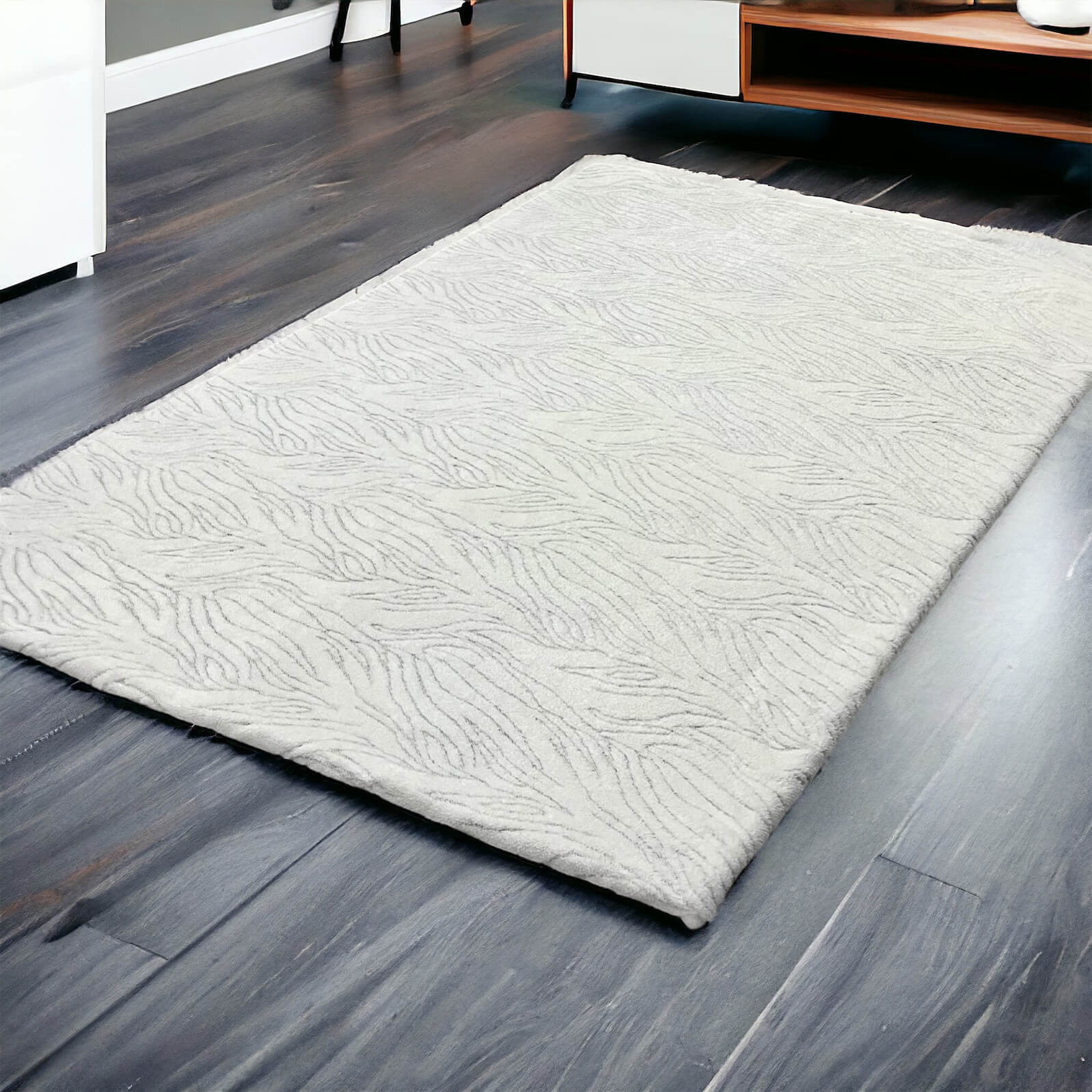 Deluxe Krem Zebra Desen Welsoft Halı Örtüsü