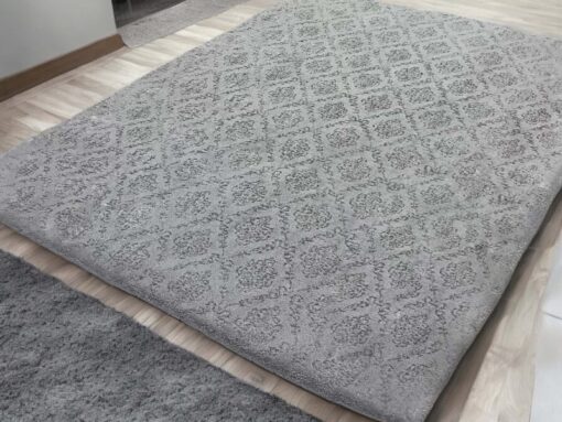 Açık Gri Damask Deluxe Welsoft Halı Örtüsü