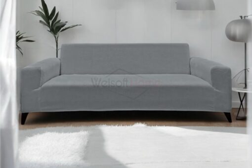 Açık Gri Düz Desen Teddy Tam Giydirme Koltuk Örtüsü - Welsoft Koltuk Örtüsü - Görsel 2
