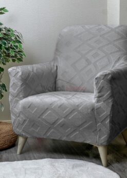 Açık Gri Karnaval Desen Teddy Tam Giydirme Koltuk Örtüsü - Welsoft Koltuk Örtüsü