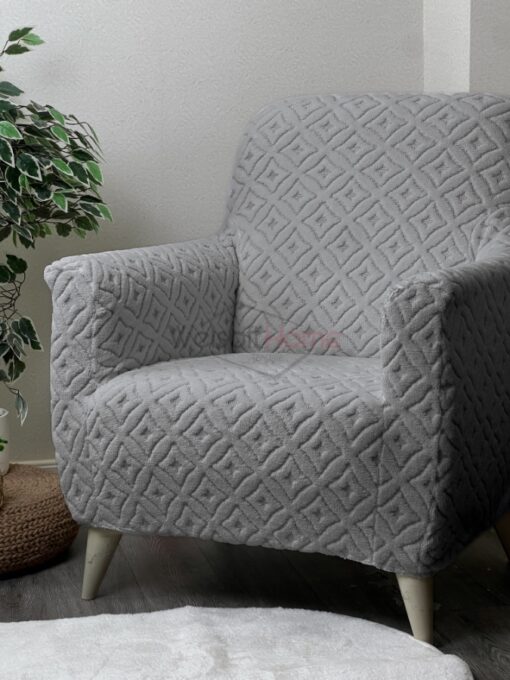 Açık Gri Yakamoz Desen Teddy Tam Giydirme Koltuk Örtüsü - Welsoft Koltuk Örtüsü