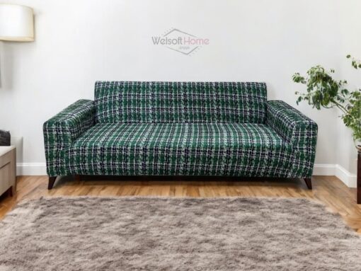 Yeşil Ekose Dijital Kadife Tam Giydirme Lastikli Koltuk Örtüsü Takımı – Kendi Takımını Oluştur! BK-21 - Görsel 2